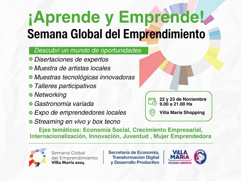 Villa María se suma a la Semana Global del Emprendimiento con espacion de innovación y networking para impulsar nuevas ideas