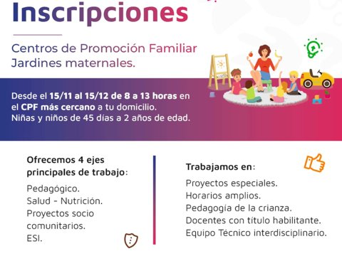 La Municipalidad de Villa María abre las inscripciones de los Centros de Promoción Familiar