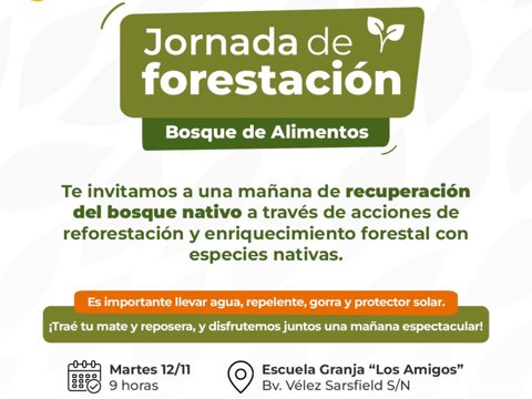 La Escuela Granja "Los Amigos" invita a una jornada de forestación en el Bosque de Alimentos