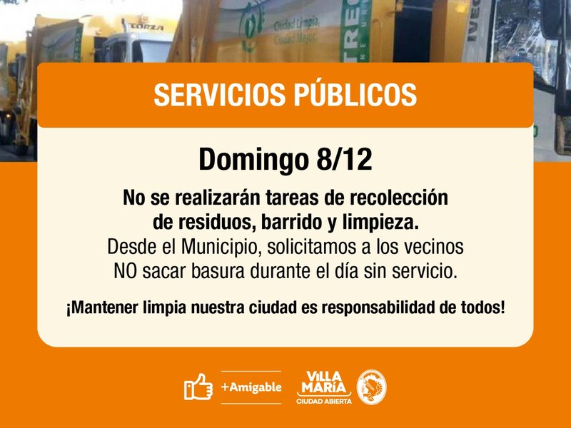 Cómo serán los servicios el domingo 8 de diciembre